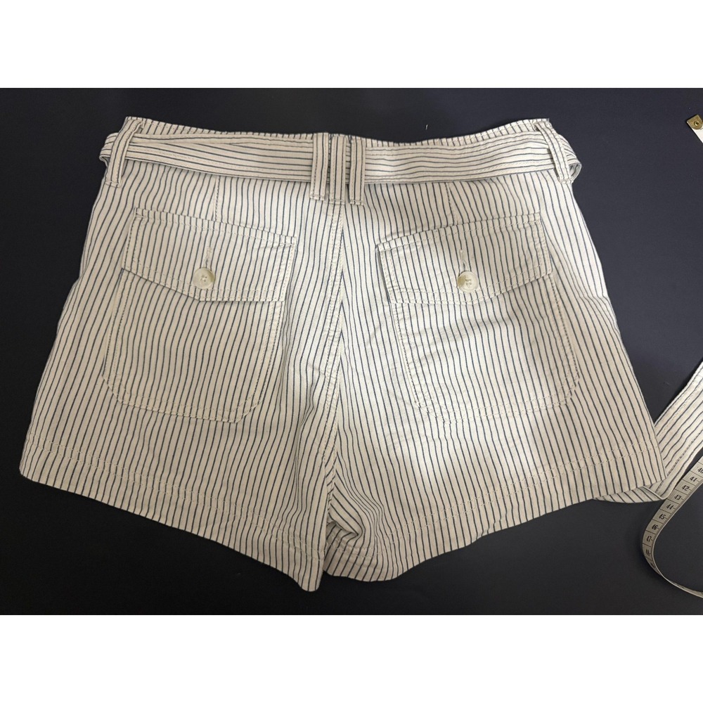 American Eagle Outfitters Chino Womens 2 White Striped Pleated Belted Twill